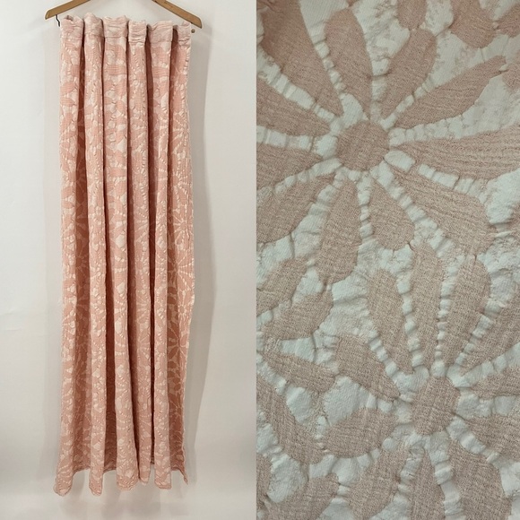 Simply Shabby Chic 68” Pink Curtain Panel 0176 floral textured 100% cotton - Picture 1 of 10